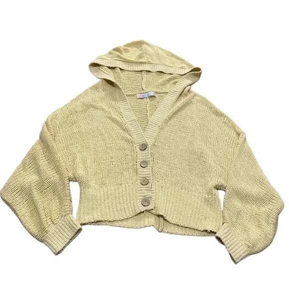 Free People FP Beach Loose Knit Sandra Sweater Hooded Button Baggy Cardigan M - Picture 3 of 10